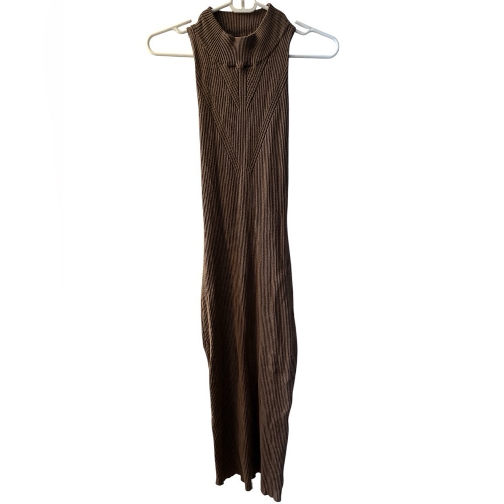 Heartloom CURTIS Mock Neck Rib Sweater Knit Sleeveless MIDI Dress
